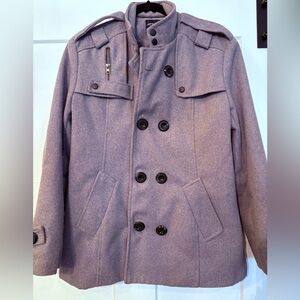 NWOT AOWOFS Men's Gray Peacoat Size Large